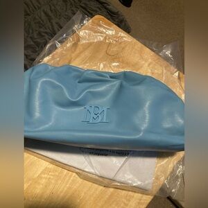 Badgley Mischka Vegan Leather Wrapped Frame Clutch Blue NWT